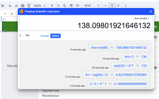 Floating Scientific Calculator screenshot