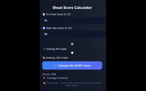 Shsat Score Calculator screenshot