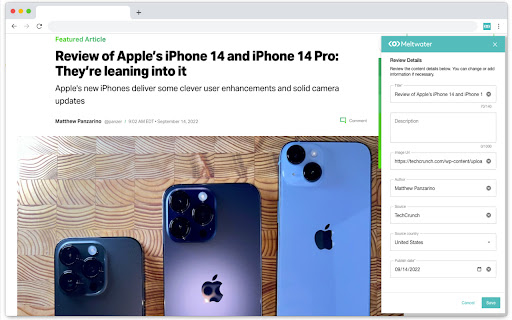 Meltwater Extension screenshot