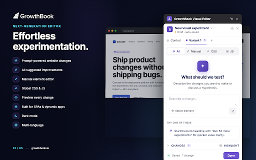 GrowthBook Visual Editor screenshot