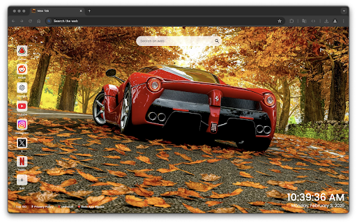 Ferrari Live Wallpaper New Tab screenshot