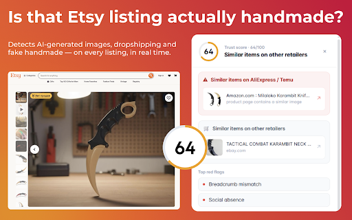 Is Etsy Legit? AI Image Detector & Dropshipping Checker screenshot