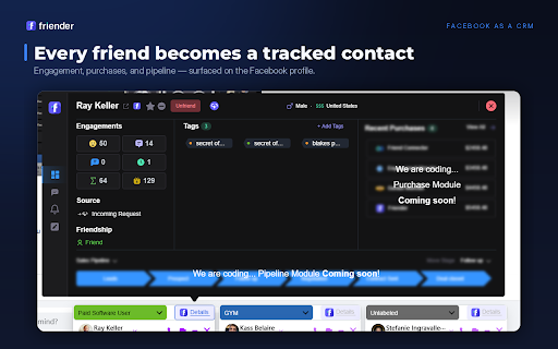 Friender — Facebook Friend Manager, Engagement Tracker & Sales Automation screenshot