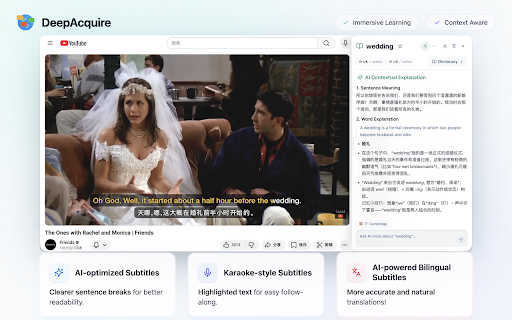 Deep Acquire Language - Bilingual Subtitles, AI Video Content Explanations screenshot