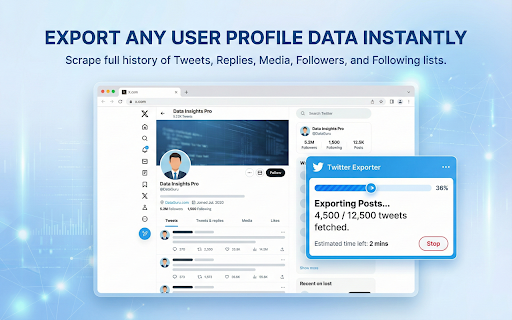 Twitter/X Exporter - Export Tweets, Followers, Bookmarks to CSV screenshot