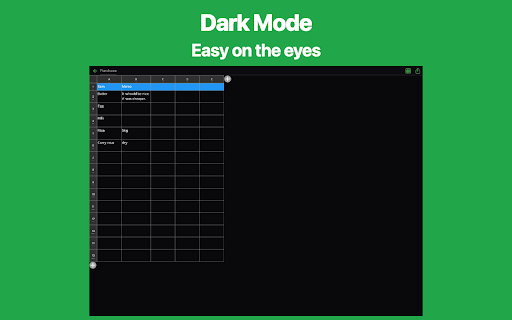 Simple Table - Note as table screenshot