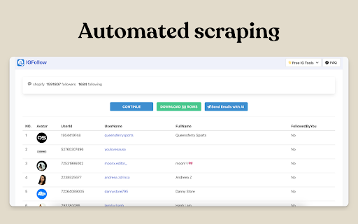 Followers Exporter screenshot