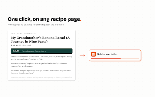 RecipeTables screenshot