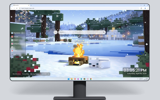 Minecraft Snowy Campfire Live Wallpaper screenshot