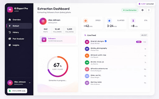 IG Export Pro - Instagram Follower & Following Export Tool screenshot