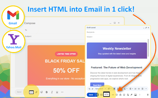 Html2Email: HTML editor and Inserter for Gmail & Yahoo Mail screenshot
