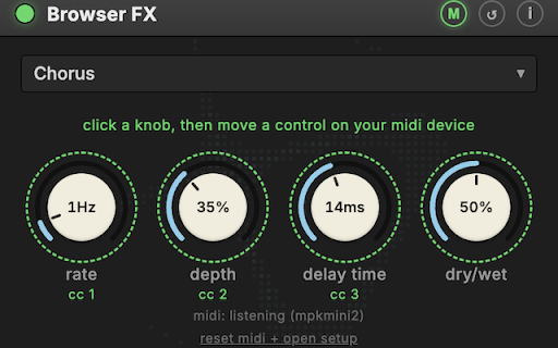 Browser FX: Tab Audio Effects + MIDI screenshot
