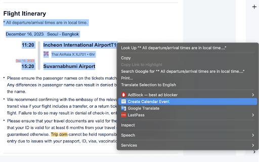 Text to Google Calendar screenshot