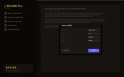 READR – Clean page, one click screenshot