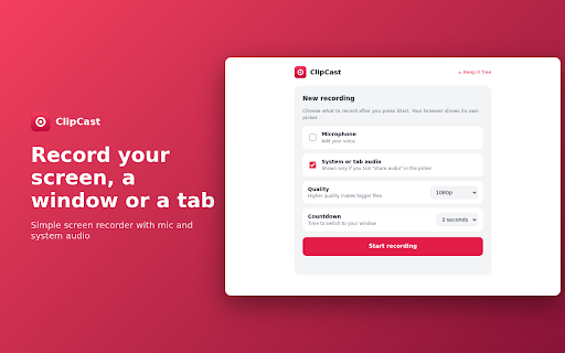 ClipCast: Simple Screen Recorder screenshot