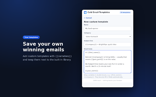 Cold Email Templates - Sales Outreach Library screenshot