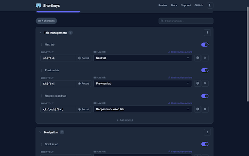 Shortkeys (Custom Keyboard Shortcuts) screenshot