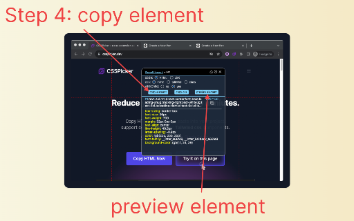 cssPicker - copy css from website screenshot