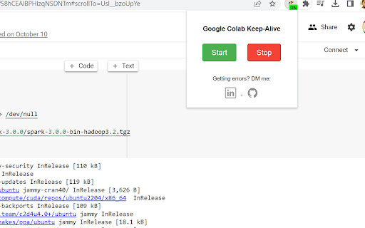Google Colab Keep-Alive screenshot