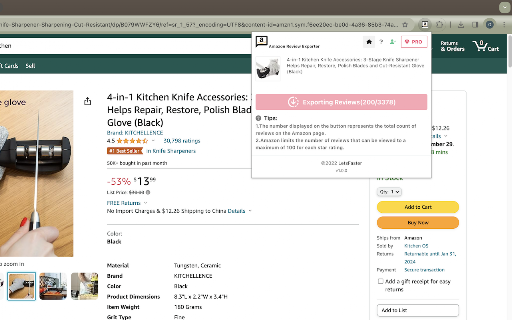 Amazon Review Exporter screenshot