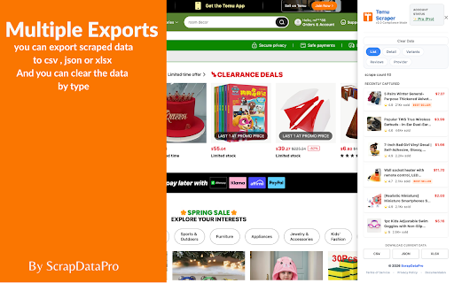 Temu Scraper: Export Temu Listings, Reviews & Sellers screenshot