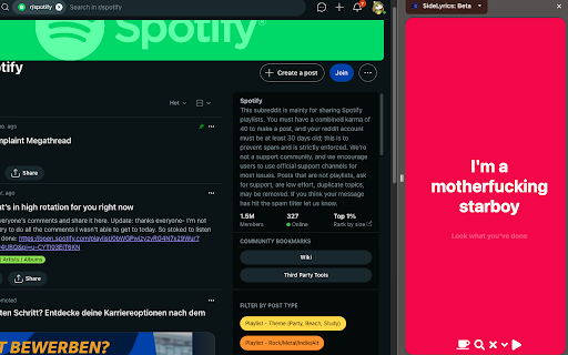 Spotify Side Lyrics screenshot