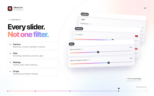 GlowCam: AI Beauty Filter for Zoom, Meet & Teams screenshot