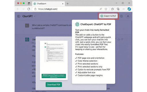 ChatExport: ChatGPT to PDF screenshot