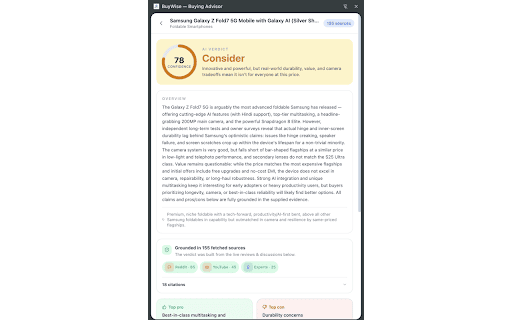 BuyWise - AI Purchase Research Advisor screenshot