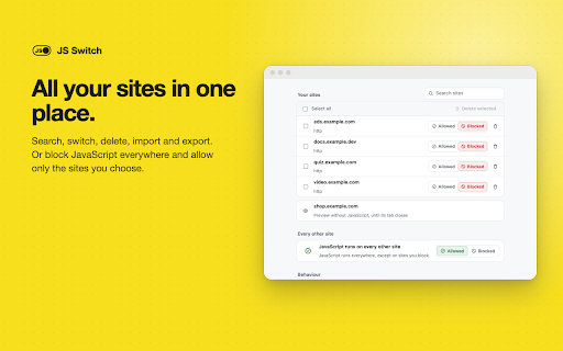 Disable JavaScript — Per-Site Toggle & Switch | JS Switch screenshot