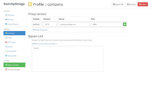 Proxy SwitchyOmega (V3) screenshot