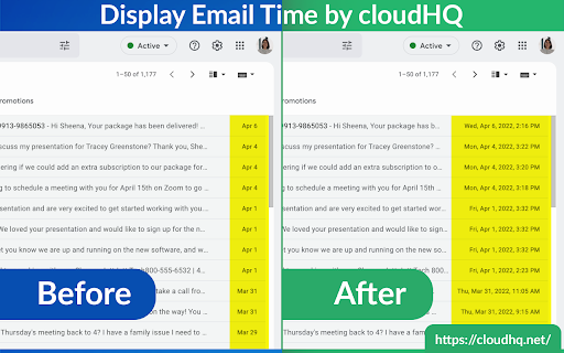 Display Email Time by cloudHQ screenshot