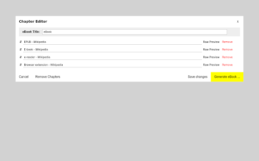 Save as eBook screenshot