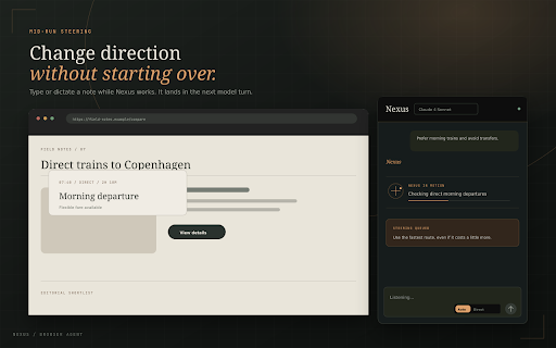 Nexus: AI Browser Agent — Automate Chrome Tabs with Natural Language screenshot