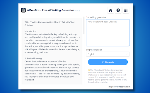 AI Writing Generator: AIFreeBox screenshot