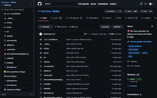 Gitako - GitHub file tree screenshot