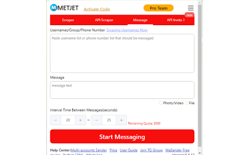 Bulk message send - telegr screenshot