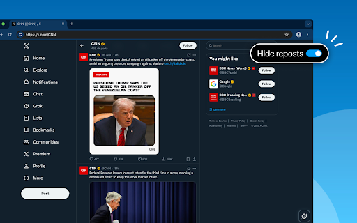 Hide Reposts for X screenshot