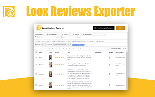 Loox reviews exporter screenshot