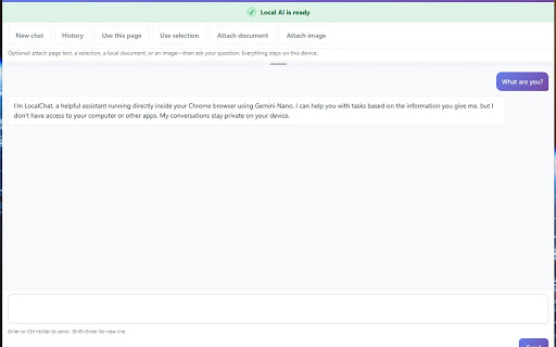 LocalChat — local AI chat in Chrome screenshot