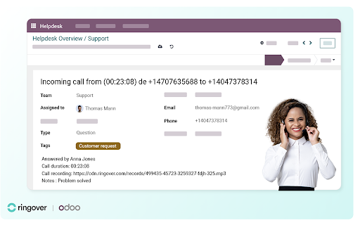 Ringover VoIP Phone for Odoo screenshot