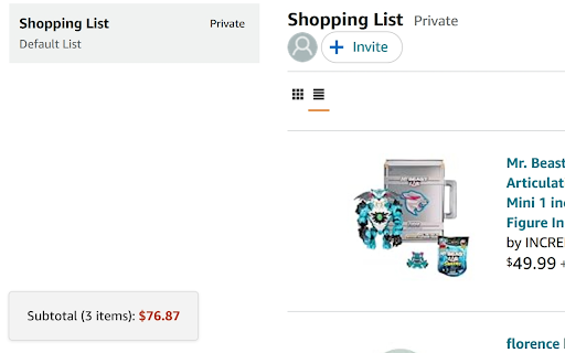 Amazon Wishlist Price Calculator screenshot