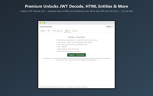 Encode & Decode: Base64, URL, HTML & JWT screenshot