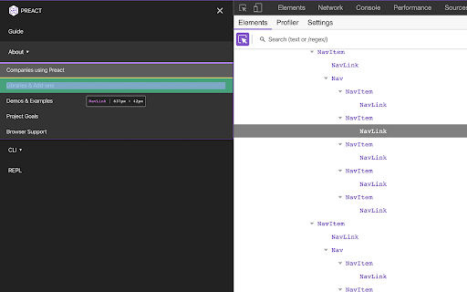 Preact Developer Tools screenshot