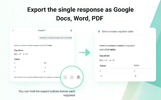 Convert ChatGPT to Google Doc, Microsoft Word, PDF screenshot