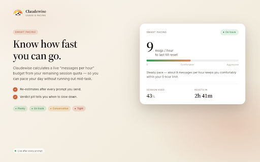 Claudewise — Usage & context transfer screenshot