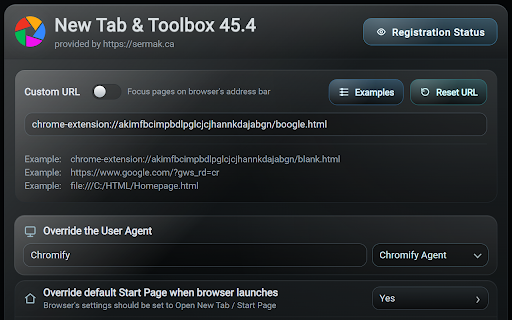 New Tab & Toolbox screenshot