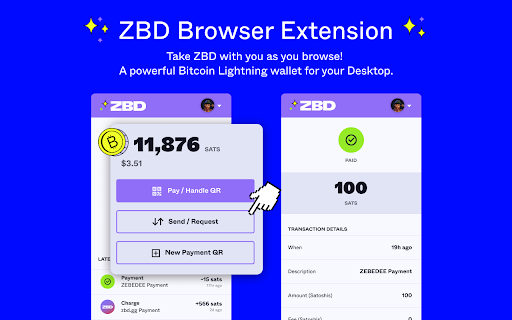 ZBD Browser Extension screenshot