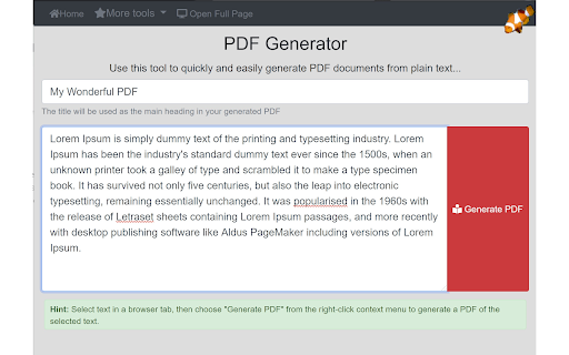 PDF Generator screenshot