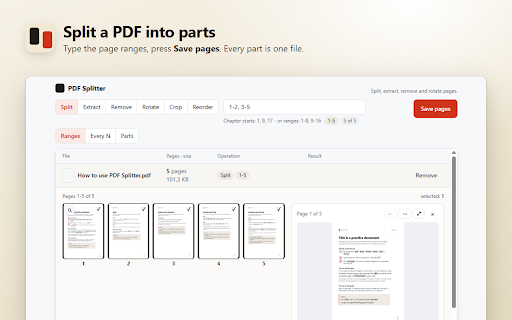 PDF Splitter screenshot